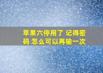 苹果六停用了 记得密码 怎么可以再输一次